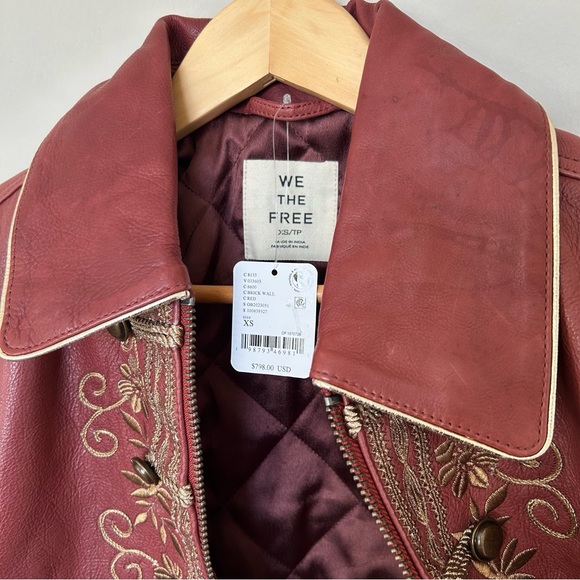 Free People We The Free Lana Leather Jacket in Brick Wall - Picture 10 of 16